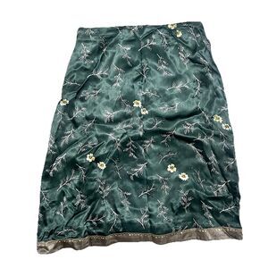 Vintage Oilily Green Skirt Medium Cottage Retro Embroidered Floral Y2K Boho M